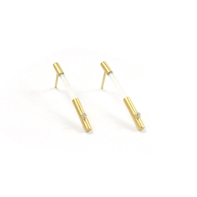 Earring_Tube.Nylon_Diamond.2x0.015ct_YG.750°°°