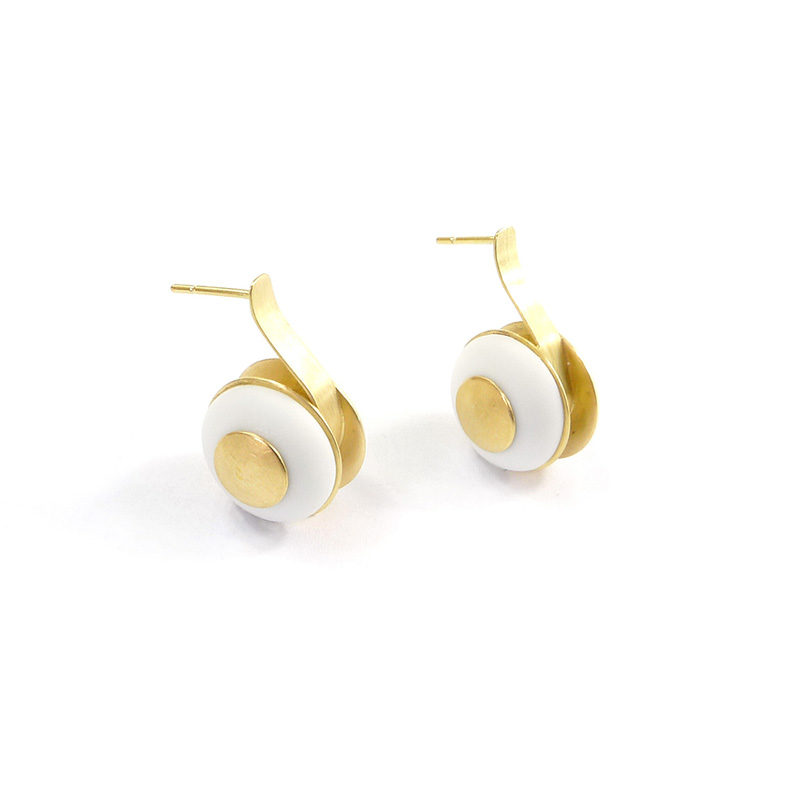 Earring_Voltage2_Porcelain_YG.750°°°